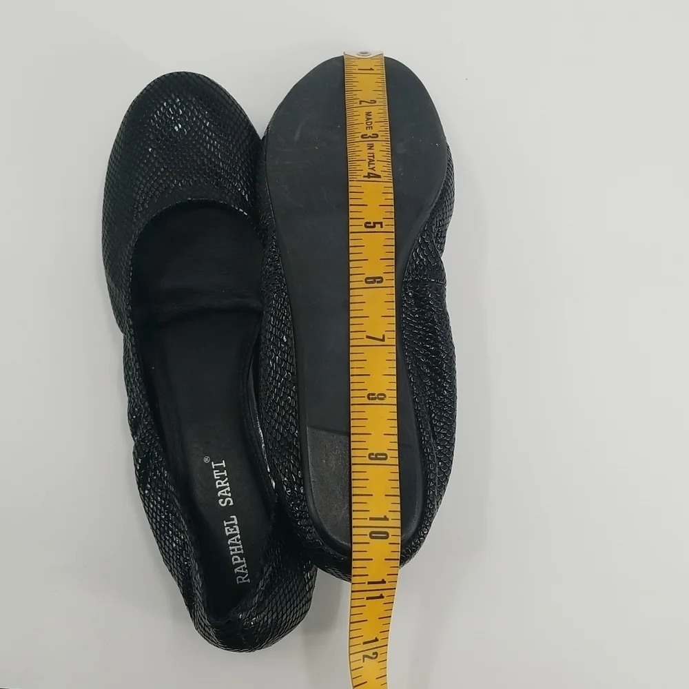 RS Black Genuine Leather‎ Textured Ballet Flat